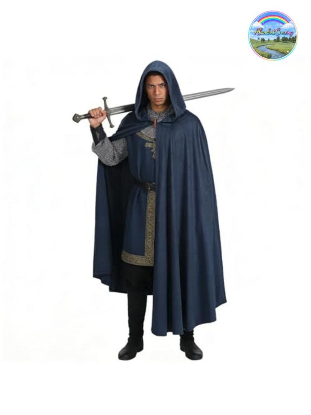 Renaissance Hooded Cape Velvet Medieval Victorian Costume Cloak Adult Unisex